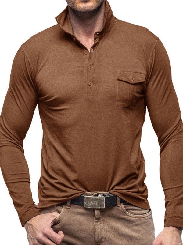 Solid Long Sleeve Men Polo Shirt - Polo Shirt - LeStyleParfait