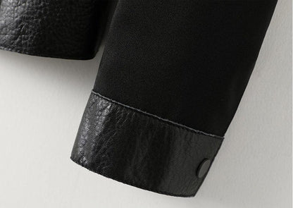 Spliced Leather Jacket For Women - Leather Jacket - LeStyleParfait