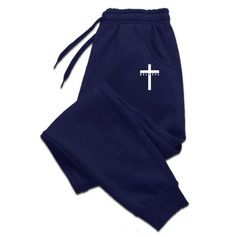 Sporty Casual Men Jogger Pants - Mid-Rise Soft Fleece