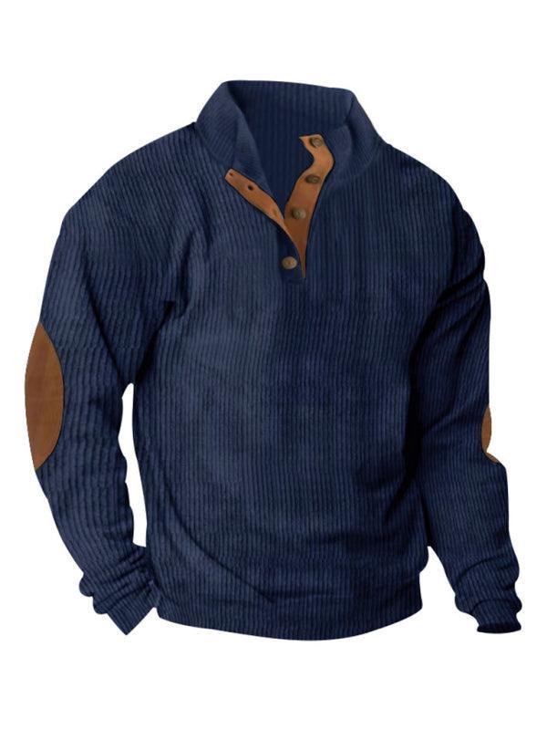 Stand Collar Corduroy Men Sweatshirt - Men Sweatshirt - LeStyleParfait