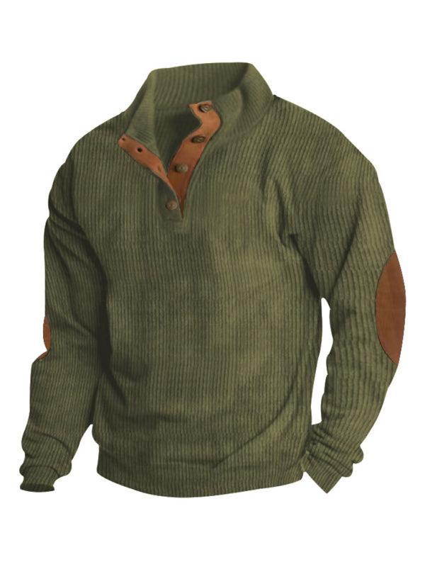 Stand Collar Corduroy Men Sweatshirt - Men Sweatshirt - LeStyleParfait
