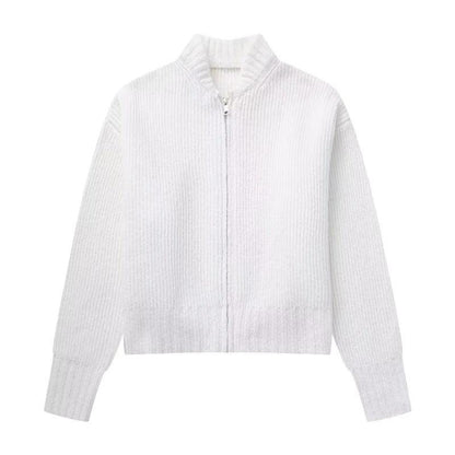 Stand Collar Crop Women Cardigan Sweater - Cardigan Sweater - LeStyleParfait