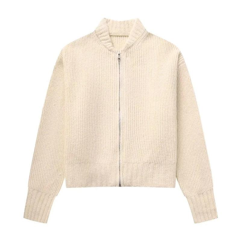Stand Collar Crop Women Cardigan Sweater - Cardigan Sweater - LeStyleParfait