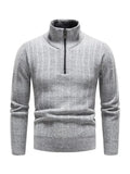 Stand Collar Zipper Men Pullover Sweater - Pullover Sweater - LeStyleParfait