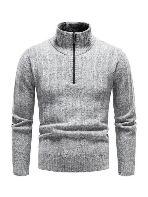 Stand Collar Zipper Men Pullover Sweater - Pullover Sweater - LeStyleParfait
