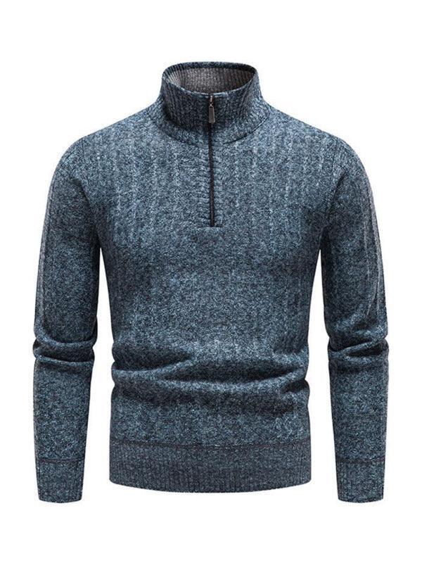 Stand Collar Zipper Men Pullover Sweater - Pullover Sweater - LeStyleParfait