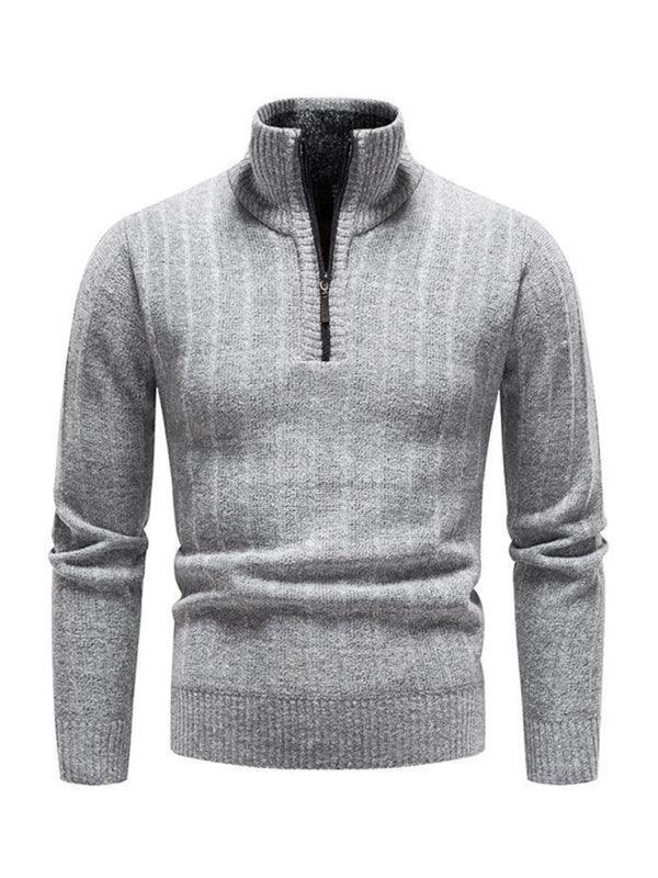 Stand Collar Zipper Men Pullover Sweater - Pullover Sweater - LeStyleParfait
