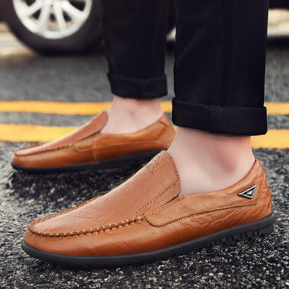 Stitched Casual Leather Loafer Shoes - Loafer Shoes - LeStyleParfait