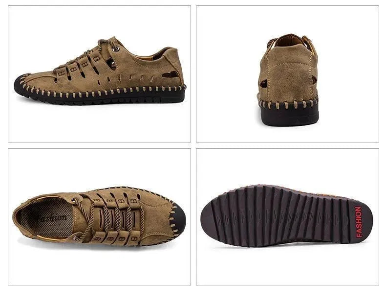 Stitched Lace Up Sandals - Sandals - LeStyleParfait