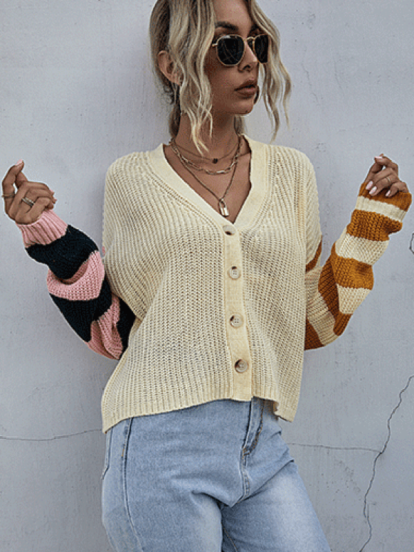 Stitching Women Cardigan Sweater - Cardigan Sweater - LeStyleParfait