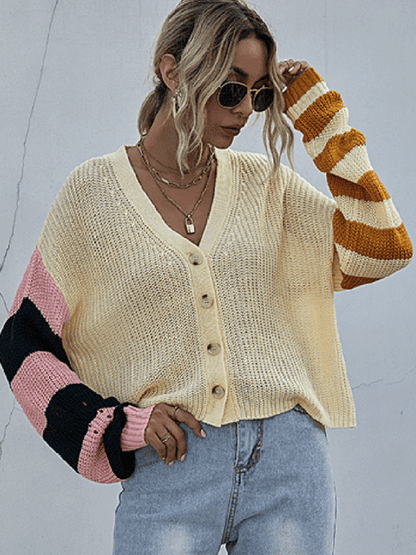 Stitching Women Cardigan Sweater - Cardigan Sweater - LeStyleParfait