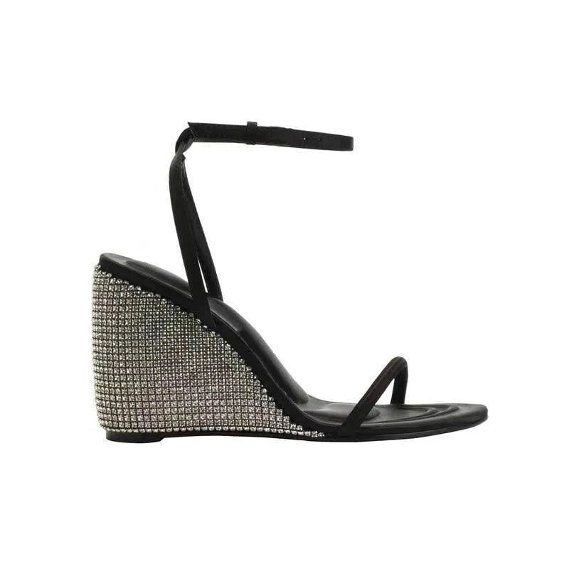 Strap Wedge Sandals - Rhinestones - Wedge Shoes - LeStyleParfait