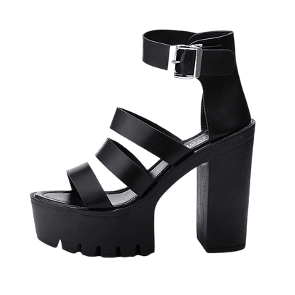 Strappy Platform Heeled Sandals - Sandals - LeStyleParfait