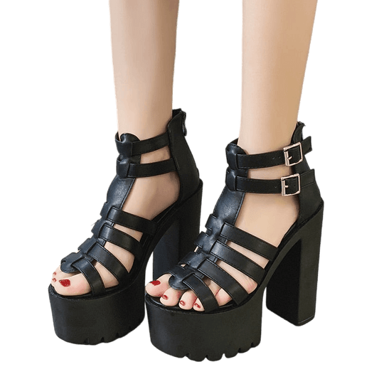 Strappy Roman Platform Heels Sandals - Sandals - LeStyleParfait
