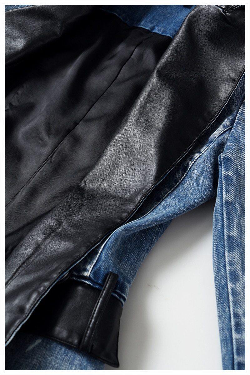 Streetwear Leather Collar Denim Blazer Women - Casual - Plain-Solid - Denim Blazer - LeStyleParfait