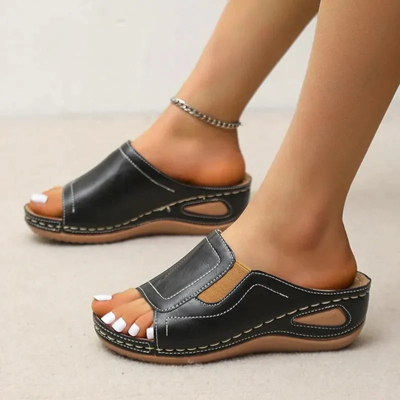 Stretchable Wedge Sandal Shoes - Wedge Shoes - LeStyleParfait
