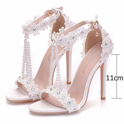 String Bead Lace Wedding Shoes - Sandals - LeStyleParfait