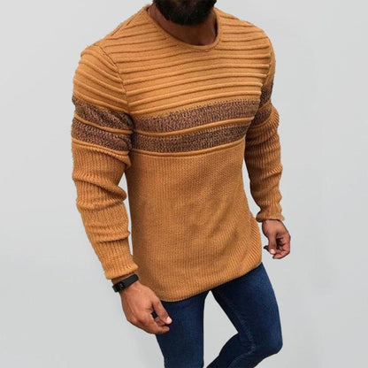 Striped Crew Neck Men Pullover Sweater - Pullover Sweater - LeStyleParfait