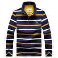 Striped Men Polo Shirt Cotton Long Sleeve - Polo Shirt - LeStyleParfait