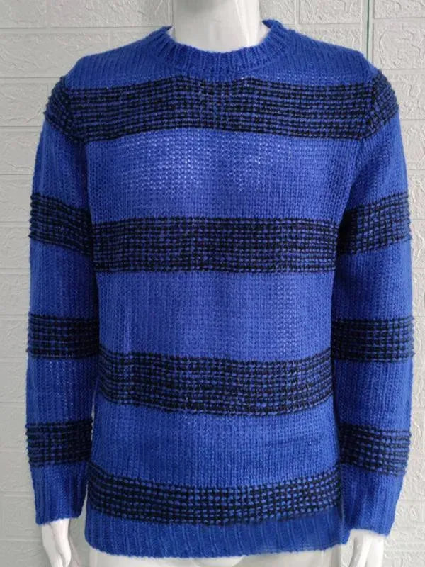 Striped Round Neck Men Pullover Sweater - Pullover Sweater - LeStyleParfait