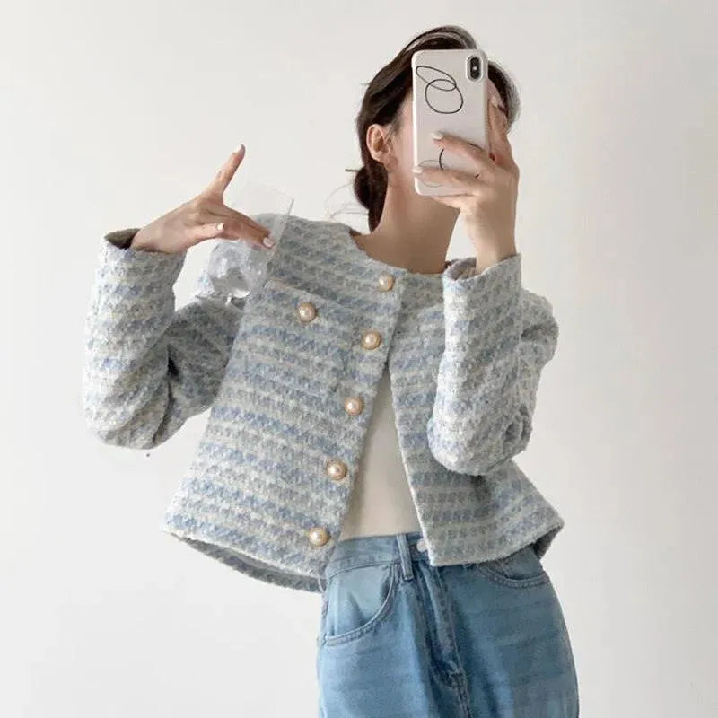 Striped Short Tweed Jacket - Tweed Blazer - LeStyleParfait