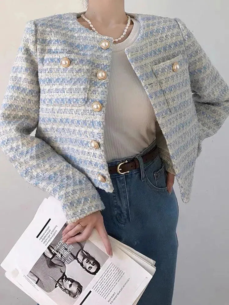 Striped Short Tweed Jacket - Tweed Blazer - LeStyleParfait