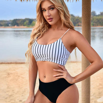 Striped Top With Full Brief Bikini - Bikini - LeStyleParfait