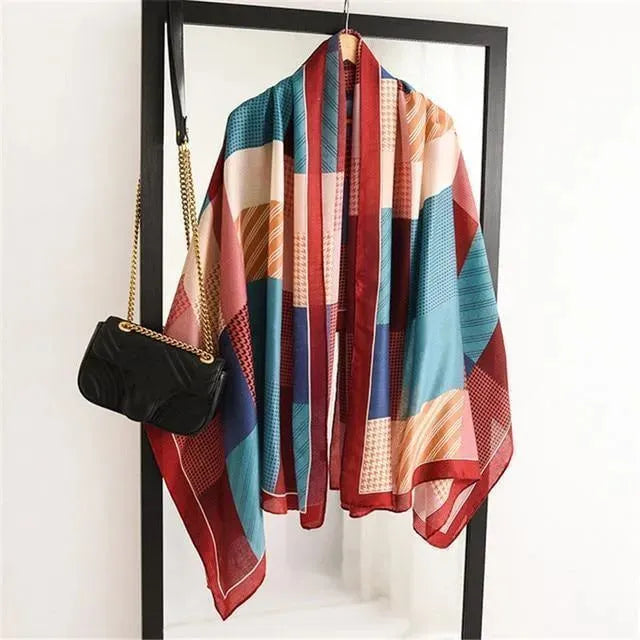 LeStyleParfait Women's Scarves & Shawls Stylish Wrap Scarf Striped-Pinstriped Cotton -Scarf