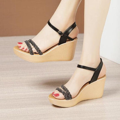 Stylish 2-Straps Wedge Sandals - Wedge Shoes - LeStyleParfait