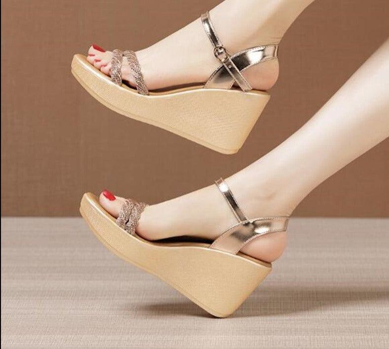 Stylish 2-Straps Wedge Sandals - Wedge Shoes - LeStyleParfait