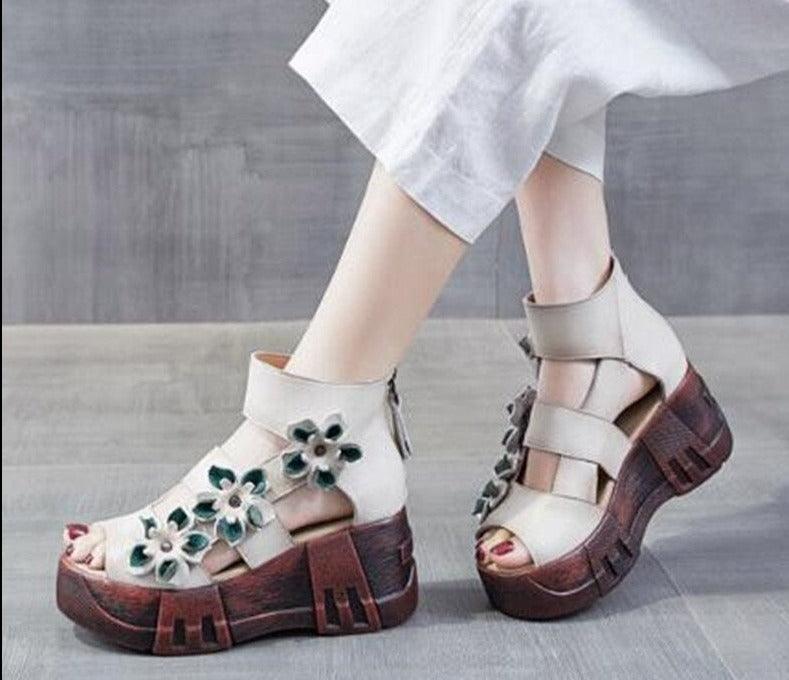 Stylish Floral Wedge Sandals - Wedge Shoes - LeStyleParfait