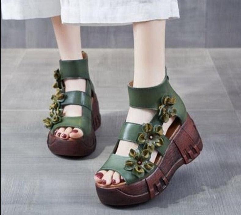 Stylish Floral Wedge Sandals - Wedge Shoes - LeStyleParfait