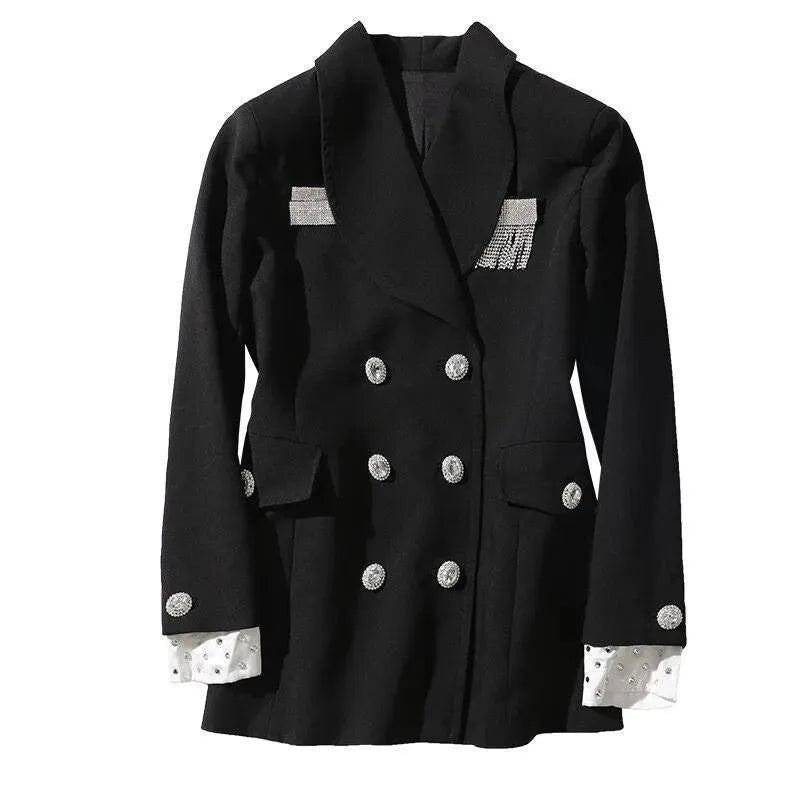 Stylish Long Double Breasted Blazer Women - Casual - Plain-Solid - Double-Breasted Blazer - LeStyleParfait