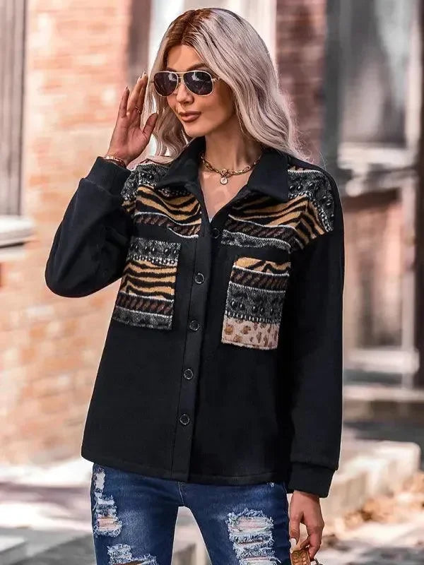 Stylish Patchwork V-Neck Women Coat - Coat - LeStyleParfait