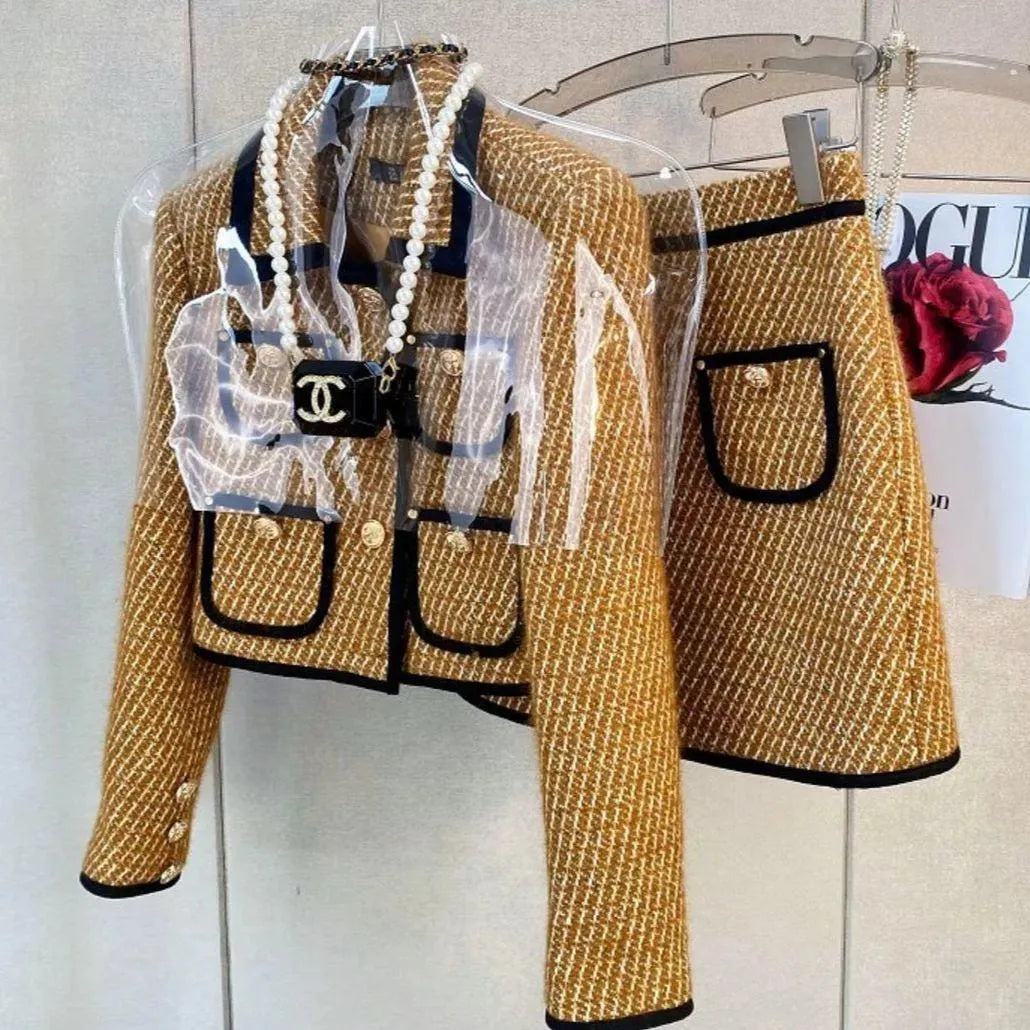 Jacquard Plaid Tweed Skirt Suit Women - Tweed Skirt Suit - LeStyleParfait