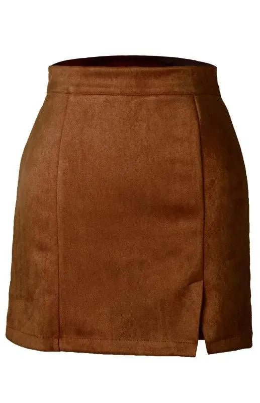 Suede High Waist A-Line Mini Skirt - A-Line Mini Skirt - LeStyleParfait
