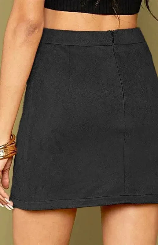 Suede High Waist A-Line Mini Skirt - A-Line Mini Skirt - LeStyleParfait