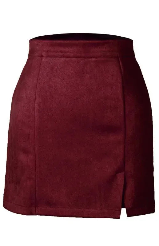 Suede High Waist A-Line Mini Skirt - A-Line Mini Skirt - LeStyleParfait