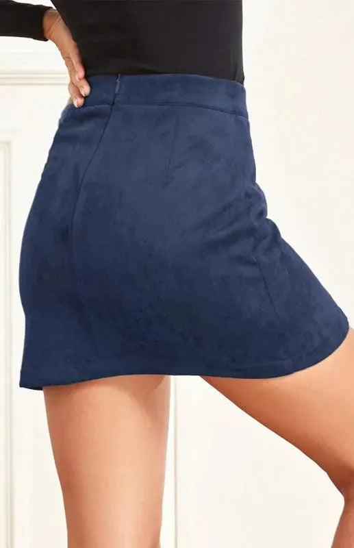 Suede High Waist A-Line Mini Skirt - A-Line Mini Skirt - LeStyleParfait