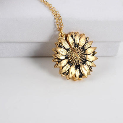 Sunflower Pendant Necklace - Engraved (You are my sunshine) - Pendant Necklace - LeStyleParfait