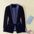 The Prowess Velvet V-Neck Blazer Women - Casual - Plain-Solid - Velvet Blazer - LeStyleParfait