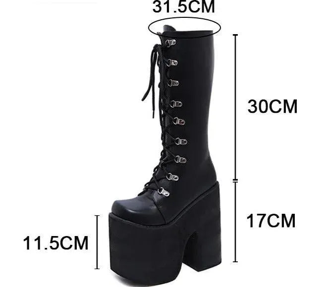Thick Block Platform High Heels Boots - Boots - LeStyleParfait