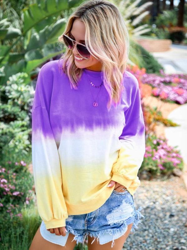 Tie Dye Gradient Print Women Sweatshirt - Women Sweatshirt - LeStyleParfait