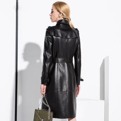 NYC Leather Trench Coat For Women - Trench Coat - LeStyleParfait