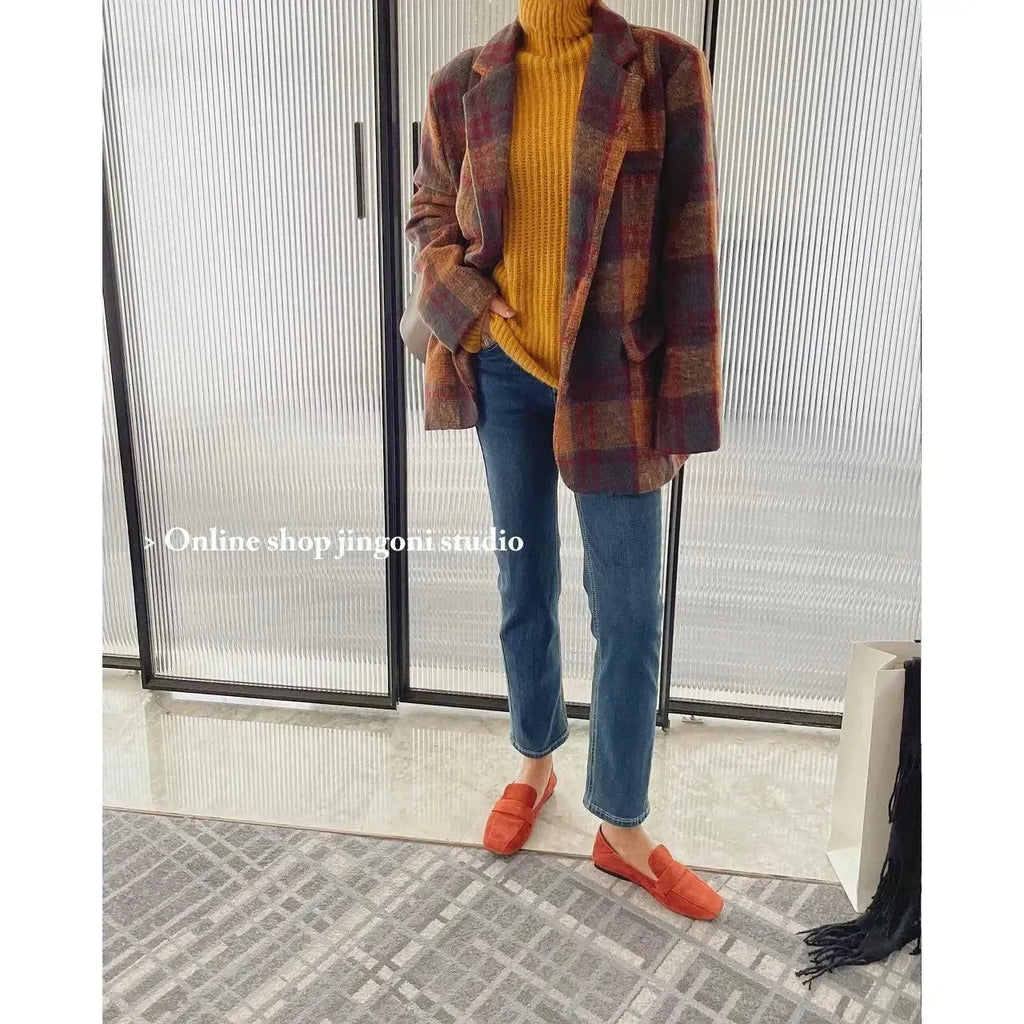 Trendy Plaid Loose Women Coat - Coat - LeStyleParfait