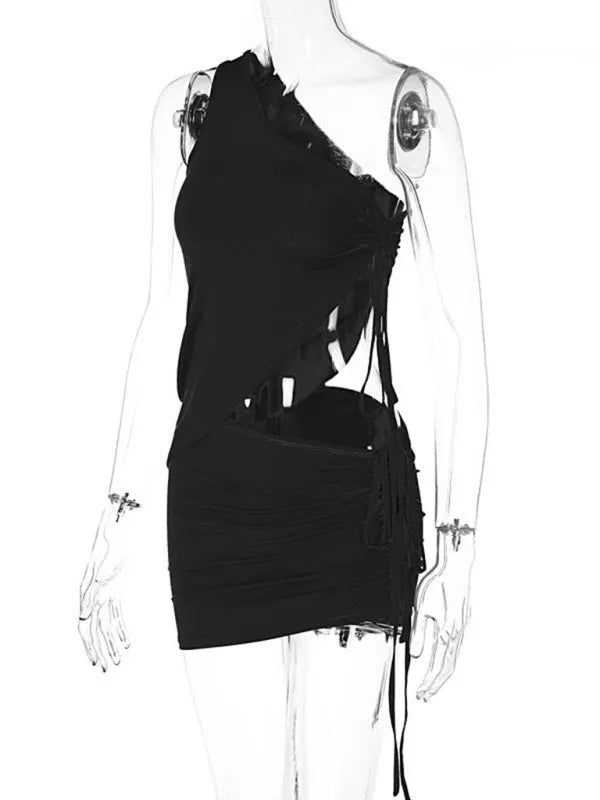 Trendy Women Casual Ruched Two-Piece Skirt Set - Casual Skirt Set - LeStyleParfait