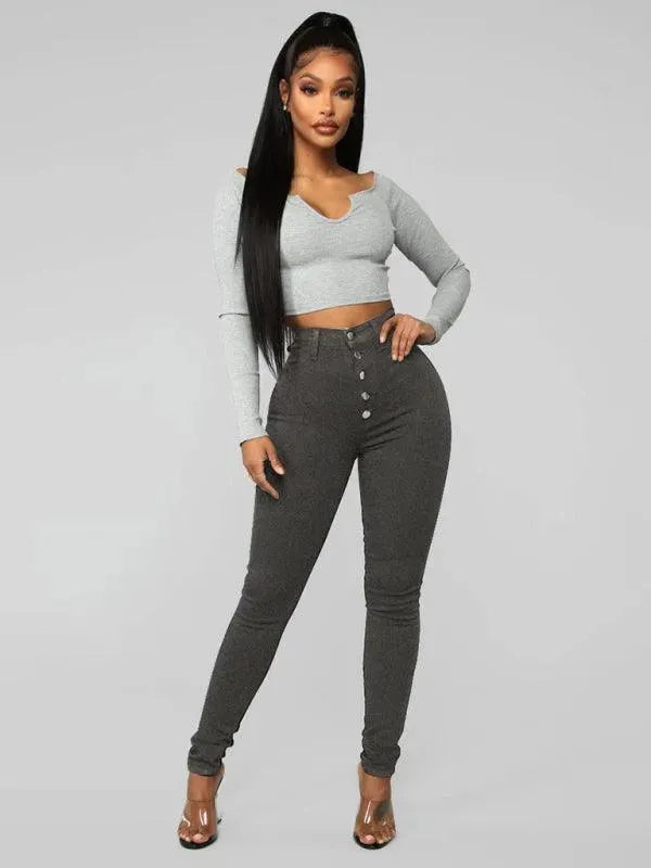 Women High Waist Skinny Jeans - Women Jeans - LeStyleParfait fashion image
