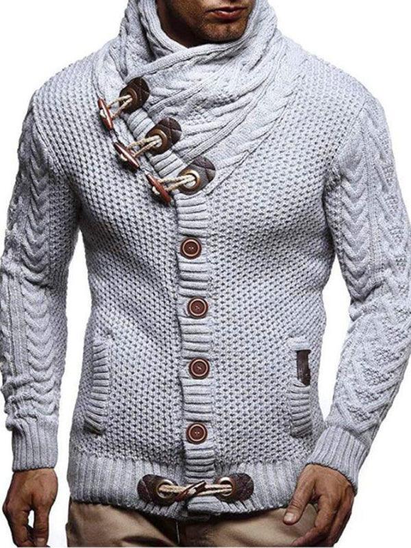 Turtleneck Button Men Cardigan Sweater - Cardigan Sweater - LeStyleParfait