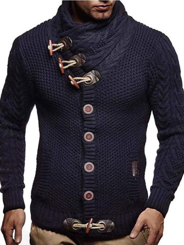 Turtleneck Button Men Cardigan Sweater - Cardigan Sweater - LeStyleParfait