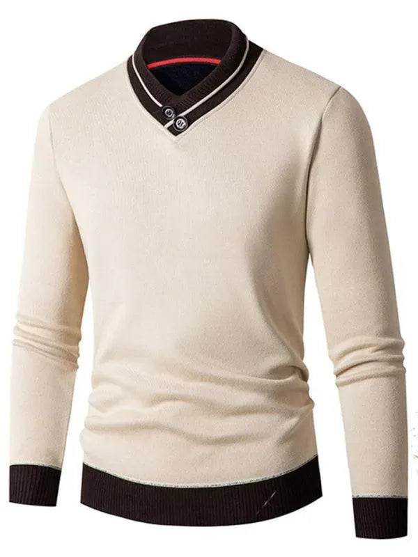 Turtleneck Slim Fit V-Neck Men Sweater - Pullover Sweater - LeStyleParfait